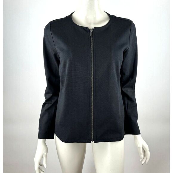 Eileen Fisher Organic Cotton Ponte‎ Zip-Front Jacket Women PM EUC Long Sleeve - Picture 1 of 15